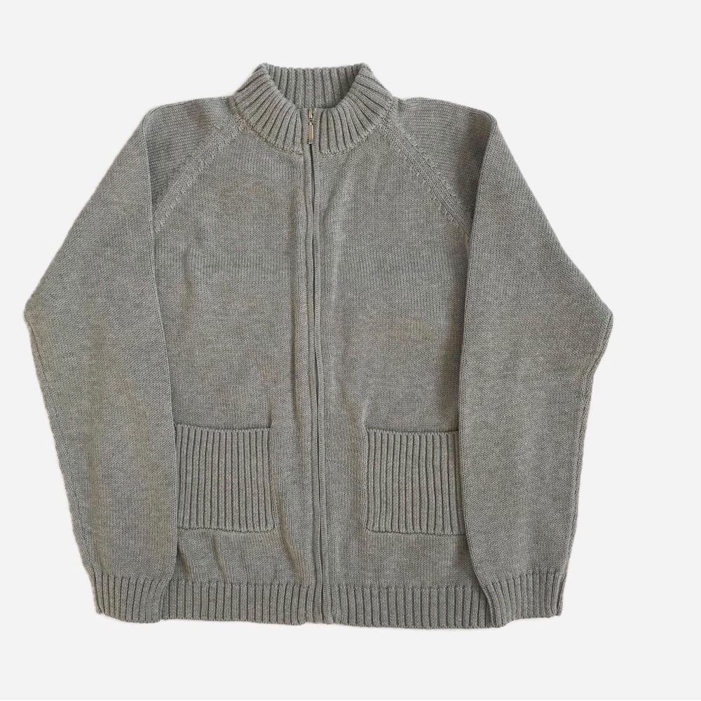 CZ by Carolina Zapt Boys Gray Cotton Zip Up Sweater Size 8Y